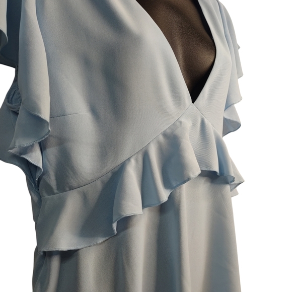 Shein Women's Light Blue Ruffle Flare Knee Length Dress Size L NWT - Picture 9 of 11